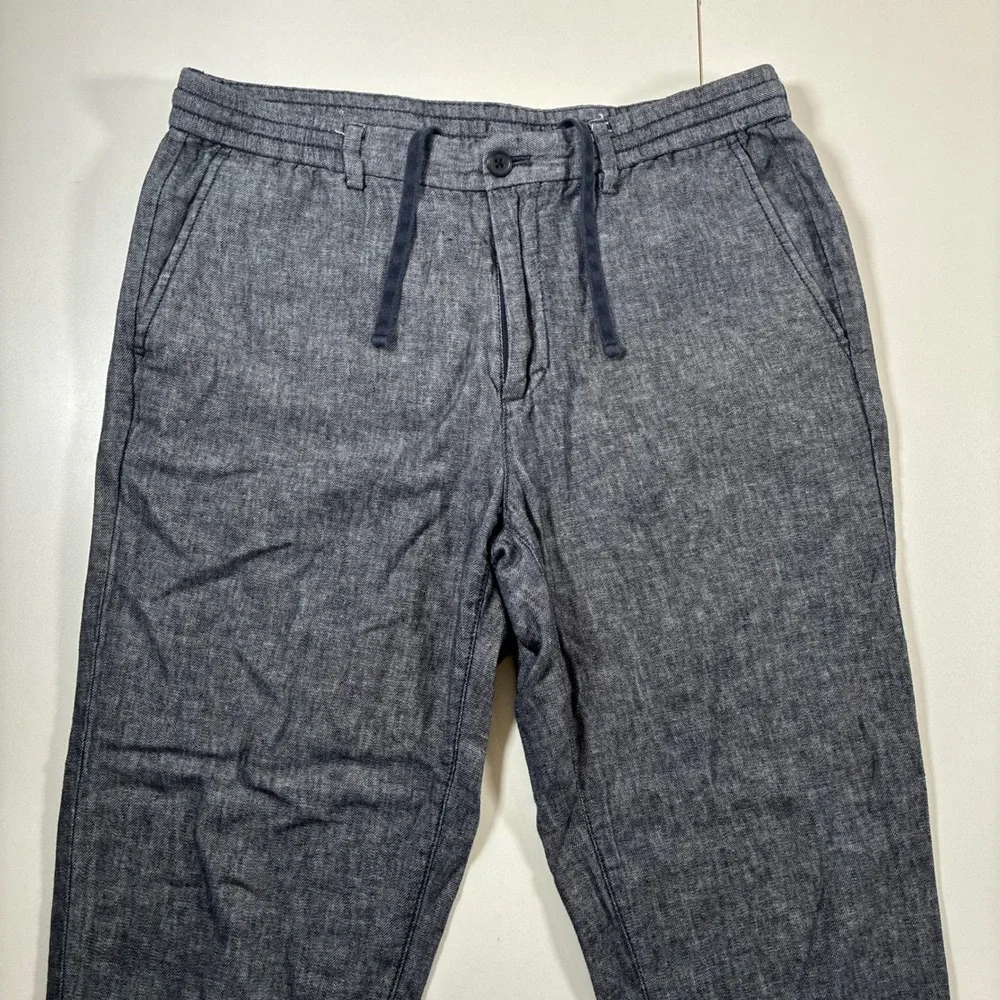 Banana Republic Mason Athletic Tapered Pant 35x28 Blue Linen Blend (Tag 35x32)